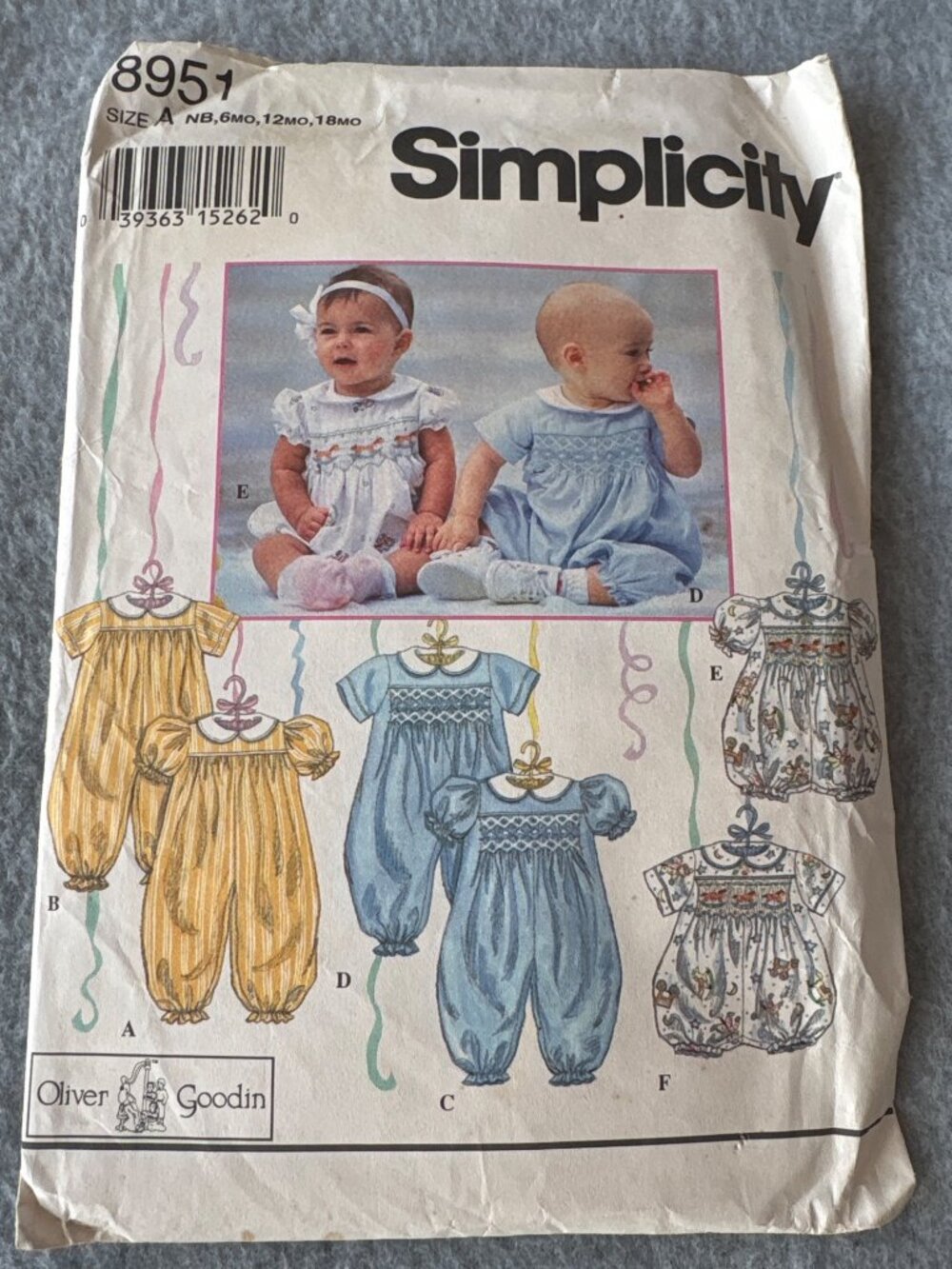 Simplicity 8951 Baby Romper Sewing Pattern Size NB–18 Months Uncut